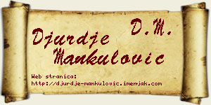 Đurđe Mankulović vizit kartica